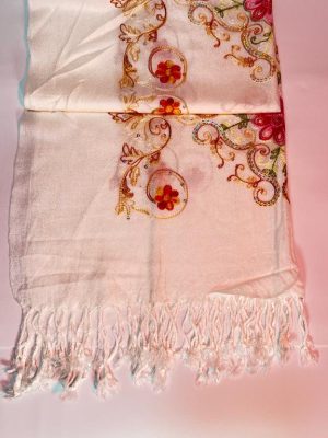 Rebozo  Artesanal Chiapas Mexicano blanco